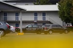 Portland Police vehicles, responding to a "critical incident" at the Chestnut Tree Inn in Portland, Ore., on Sept. 24, 2026.
