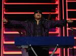 Stevie Wonder performs onstage on the third day of the Democratic National Convention in Chicago