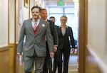 FILE: Gov.-elect Tina Kotek, prepares to enter the inaugural proceedings at the Oregon Capitol in Salem, Ore., Jan. 9, 2023.