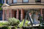 FILE - This July 2023 file photo shows a replica of the Liberty Bell at City Hall, in Portland, Ore.