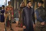 While the basic design of the Black Panther costume worn by Chadwick Boseman came together before Ruth E. Carter came on the project, she had many opportunities to bring her sensibility to the character of King T'Challa, adding detail and texture to the suit, and dressing him for non-action sequences.