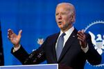 President-elect Joe Biden speaks during an event at The Queen theater in Wilmington, Del., Thursday, Jan. 7, 2021, to announce key nominees for the Justice Department.