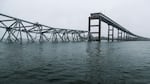 Part of the collapsed Francis Scott Key Bridge in Baltimore.