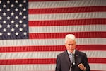 Former President Bill Clinton rallied for his wife, former Secretary of State Hillary Clinton, at Clark College in Vancouver, Washington, on March 21, 2016.
