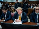 Former President Donald Trump with attorneys Todd Blanche and Emil Bove attends his criminal trial at Manhattan Criminal Court on May 29, 2024, in New York.