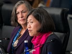 U.S. Trade Representative Katherine Tai delivers remarks during a Asia-Pacific Economic Cooperation (APEC) meeting in San Francisco on Nov. 14, 2023.