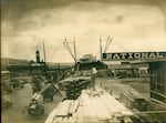 The steam-powered schooner Francis H. Leggett docked awaiting cargo. Circa 1905.