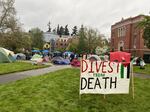 Organizers began setting up early Monday morning on the University of Oregon campus in Eugene. They say the encampment isn’t intended to interfere with campus activities or classes.