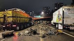 A rollover crash on Interstate 5 northbound at I-405 closed all exit lanes, including the city center off-ramps, in Portland, Ore., on Wednesday, Feb. 5, 2025.