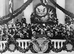 Franklin D. Roosevelt making his inaugural address as 32nd President of the United States on Jan. 1, 1933.