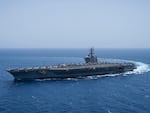 The U.S. aircraft carrier Dwight D. Eisenhower, also known as "IKE," sails in the Red Sea on June 12, 2024.