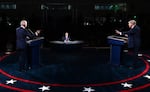 President Donald Trump and Democratic presidential candidate former Vice President Joe Biden participate in the first presidential debate Tuesday, Sept. 29, 2020, at Case Western University and Cleveland Clinic, in Cleveland.