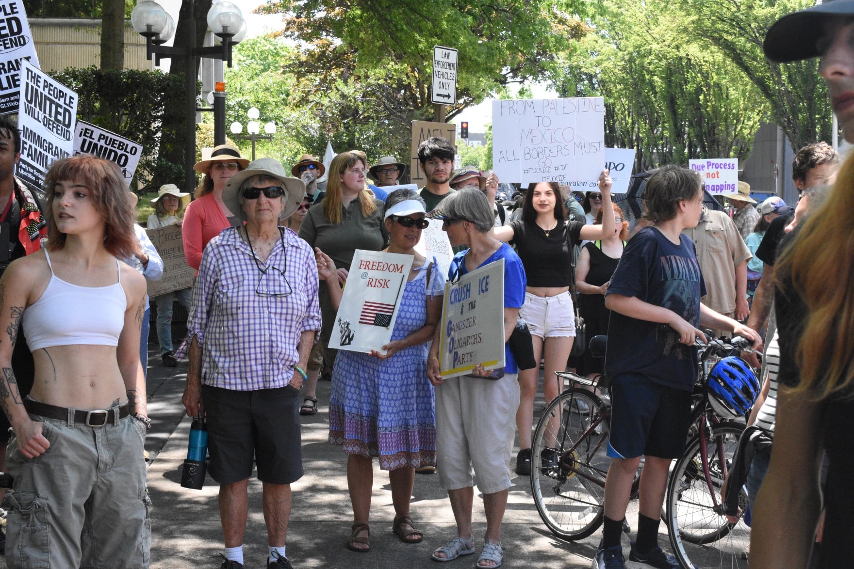 Anti-ICE protestors outside of the federal building, July 8, 2025.