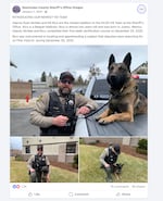 This May 12, 2025 screenshot shows Deschutes County Sheriff Deputy Ryan McNee with K9 Rico in a  Jan. 7, 2021 Facebook post by the Sheriff's Office.