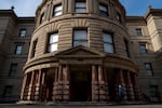 A man walks into Portland City Hall on Nov. 12, 2025, in Portland, Ore.