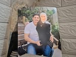 Nayef Samaro, 25, hold his wife Raghad al-Shami, 21.