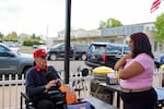 Retired Army Col. Jerry Lauzon serenaded U.S. Rep. Janelle Bynum, D-Oregon, with “Edelweiss” when he met her in Mount Angel on April 19.