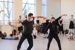 Chris Kaiser rehearsing with the Oregon Ballet Theatre. The theater was closed for a year and a half, empty of live performances.
