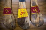 Three of the original Red Branch hurleys.