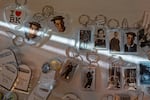 Buster Keaton keyrings and other souvenirs on display at the 2026 Buster Keaton Conference in Cottage Grove, Ore., on Saturday, Aug. 29, 2026. (Krista Rossow for NPR)