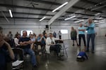 Jennie Oldenkamp, a nurse in Harney County, urges elected officials not to cut public health and primary care programs as a way to deal with budget cuts during a public hearing on Tuesday, May 7, 2019. 