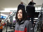 Kobie Salmeri, a guest services ambassador, poses for a portait at the Moda Center in Portland, Ore., Friday, March 25, 2019.