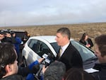 Ammon Bundy's attorney Mike Arnold speaks with the media before the Malheur refuge occupation ended in February.