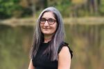 Anjali Enjeti stands for a portrait at her neighborhood park in John’s Creek, Georgia on October 4, 2024. Enjeti shares her experience and perspective around the election and nomination of Kamala Harris.