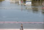 A flooded parking lot in Dubai on Thursday.