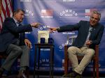 Sen. Joe Manchin, D-W.Va., was co-headliner alongside former Utah GOP Gov. Jon Huntsman at a town hall in Manchester, N.H., Monday sponsored by the bipartisan group No Labels.