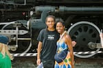 Train enthusiast Brandon Westerfield, 15, stands for a portrait with his mom, Alethea Westerfield, 47, in front of Union Pacific’s Big Boy No. 4014.