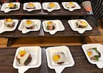Appetizers made by culinary students included a duck BLT made with a blueberry hoecake and duck bacon, topped with a fried quail egg and tomato compote.