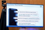 Some of Kouri Richins' recovered online searches are displayed onscreen during her murder trial in late February.