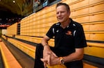 In this undated photo Oregon State University volleyball coach Mark Barnard poses for a photo in Corvallis, Ore. Players, parents and observers of the program tell The Associated Press that Barnard runs punishment practices past the point of safety, uses scholarships as leverage and pits players against each other in team meetings. The school says an investigation into the program has concluded and appropriate action has been taken to address the complaints.