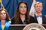 FILE - Assistant Attorney General for Civil Rights Harmeet Dhillon speaks during a news conference on Thursday, Aug. 7, 2025.