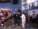 Gamblers line up to make sports bets at the Ocean Casino Resort in Atlantic City, N.J., on Sept. 9, 2018.  NFL officials on Tuesday, Jan. 30, 2024,  said viewers will only see three sports betting ads during the broadcast of the Super Bowl on Feb. 11.
