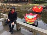 Oregon Art Beat producer Jule Gilfillan enjoys the festivities at the Lan Su Chinese Garden New Year’s lantern festival.