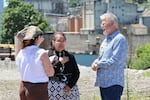 Confederated Tribes of Grand Ronde Chairwoman Cheryle Kennedy and Grand Ronde Councilman Jon George speak to Underscore News reporter Nika Bartoo-Smith on June 5, 2024 at the site where the tribe is working to build Tumwata Village.