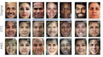 Face images and their reconstructions from perception data in University of Oregon professor Brice Kuhl's research. The top row has faces that human subjects were asked to look at. The second and third rows show a computer's "guesses" of what the subjects saw.