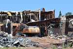 Demolition crews exposed the innards of the former administration building at the former Blue Heron Paper Mill on June 5, 2024. The Confederated Tribes of Grand Ronde are working to create tumwata village there, a mixture of public, cultural and commercial use overlooking Willamette Falls.