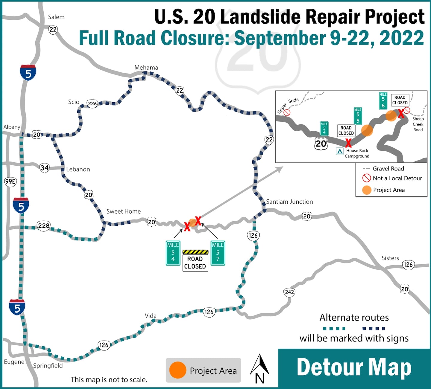 Eastbound Hwy 20 11-day closure scheduled at I-80 junction 22/24/26/+20 Closure main image 2