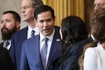 Sen. Marco Rubio, R-Fla., a nominee for Secretary of State, attends the 60th Presidential Inauguration in the Rotunda of the U.S. Capitol in Washington, Monday, Jan. 20, 2025. (Kevin Lamarque/Pool Photo via AP)