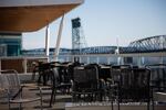 Seats sit empty at The Waterfront Vancouver on March 16, 2020. Clark County could soon see restaurants and bars reopen, if the county is cleared by the Washington Department of Health.