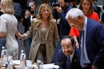 Italy's Prime Minister Giorgia Meloni arrives to a round table meeting at the EU summit in Brussels, Thursday, June 18, 2026.