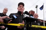 Portland Police Chief speaks at a press conference following the shooting death of a Portland Police Bureau K-9, Kylo, on Sept. 24, 2026 in Southeast Portland. After six years with the bureau, Thursday was set to be Kylo’s last shift before his retirement.