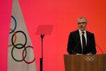 Casey Wasserman, Chairman of the Los Angeles Organizing Committee for the 2028 Olympic and Paralympic Games speaks during an IOC meeting ahead of the 2026 Winter Olympics, in Milan, Italy, Tuesday, Feb. 3, 2026.