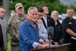 FILE - Washington State Sen. Jeff Wilson speaks during a press conference after the Nippon Dynawave Packaging Co. chemical disaster in front of the facility in Longview, Wash., on May 26, 2026.