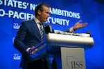 U.S. Secretary of Defense Pete Hegseth delivers an address at the Shangri-La Dialogue Summit in Singapore on Saturday.