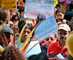 People participate in a May Day rally in New York on May 1, 2017, to protest President Trump's anti-immigrant agenda during his first White House term. This year, May Day protests in the U.S. are expected to draw bigger crowds in more places.