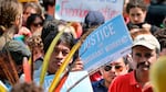 People participate in a May Day rally in New York on May 1, 2017, to protest President Trump's anti-immigrant agenda during his first White House term. This year, May Day protests in the U.S. are expected to draw bigger crowds in more places.